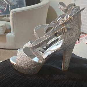 Elegant Silver Glitter High Heels